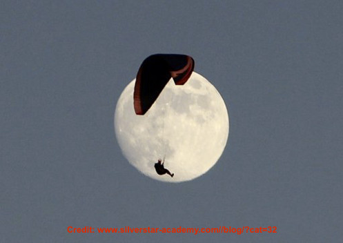 Image: full moon with paraglider in front